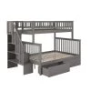 Woodland Staircase Bunk Bed Twin over Full with 2 Urban Bed Drawers in Grey by AFI