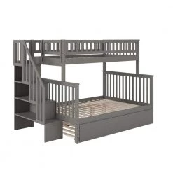 Woodland Staircase Bunk Bed Grey Twin over Full with Full Urban Trundle Bed by AFI -Outlet AFI Store grey afi bunk beds ab56779 c3 1000