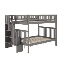 Woodland Staircase Bunk Bed Full over Full in Grey by AFI