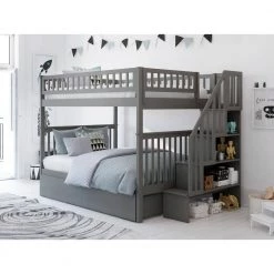 Woodland Staircase Bunk Bed Full over Full with 2 Urban Bed Drawers in Grey by AFI 13 Woodland Staircase Bunk Bed Full over Full with 2 Urban Bed Drawers in Grey by AFI -Outlet AFI Store grey afi bunk beds ab56849 31 1000