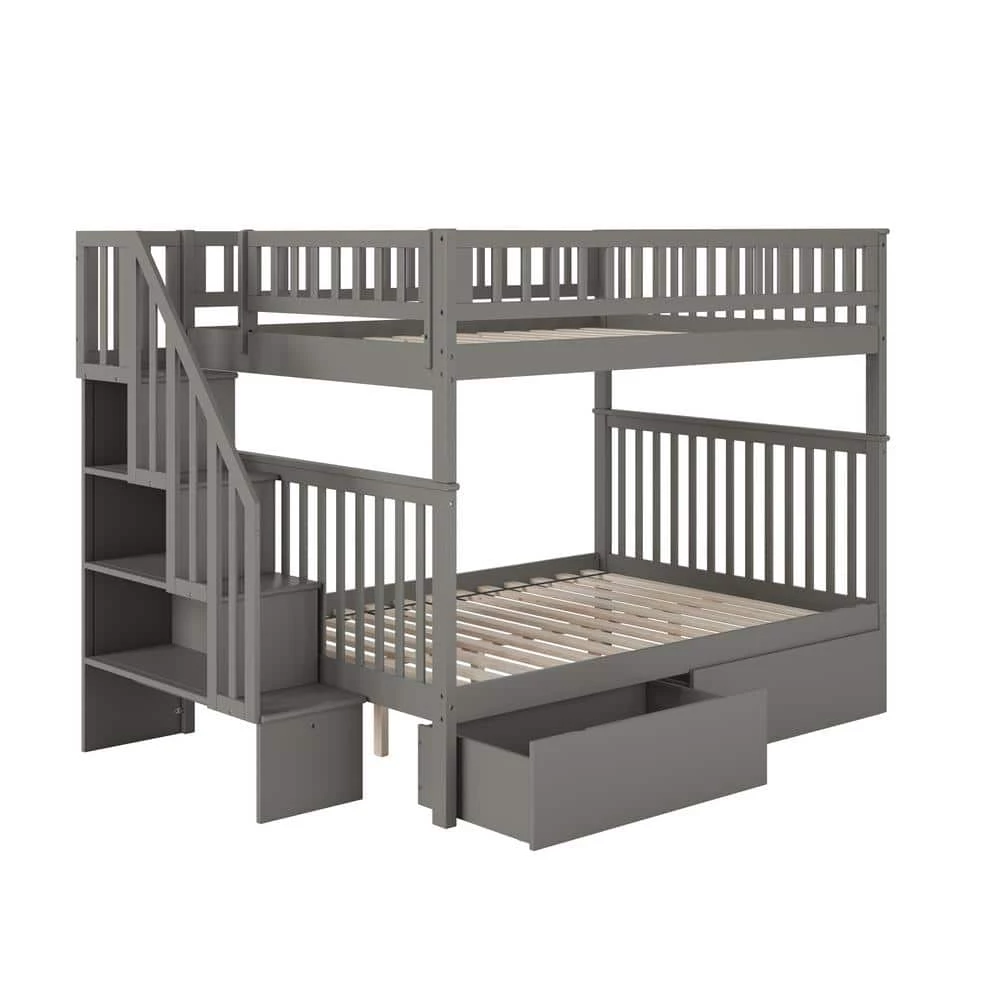 Woodland Staircase Bunk Bed Full over Full with 2 Urban Bed Drawers in Grey by AFI 3 Woodland Staircase Bunk Bed Full over Full with 2 Urban Bed Drawers in Grey by AFI