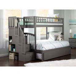 Westbrook Staircase Bunk Twin over Full with Full Size Urban Trundle Bed in Grey by AFI -Outlet AFI Store grey afi bunk beds ab65779 31 1000