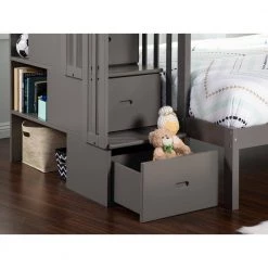 Westbrook Staircase Bunk Twin over Full with Full Size Urban Trundle Bed in Grey by AFI -Outlet AFI Store grey afi bunk beds ab65779 44 1000