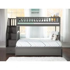 Westbrook Staircase Bunk Twin over Full with Full Size Urban Trundle Bed in Grey by AFI -Outlet AFI Store grey afi bunk beds ab65779 c3 1000