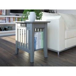 Mission Grey Chair Side Table with Charging Station by AFI -Outlet AFI Store grey afi end side tables ah13219 31 1000