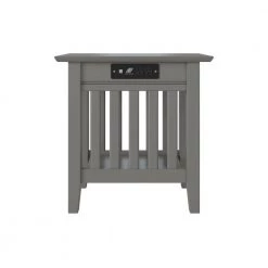 Mission Grey Chair Side Table with Charging Station by AFI -Outlet AFI Store grey afi end side tables ah13219 4f 1000