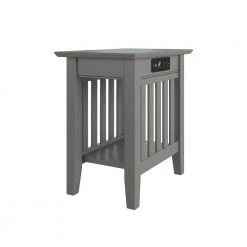 Mission Grey Chair Side Table with Charging Station by AFI