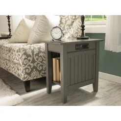 Nantucket Grey Chair Side Table with Charger by AFI -Outlet AFI Store grey afi end side tables ah13319 31 1000