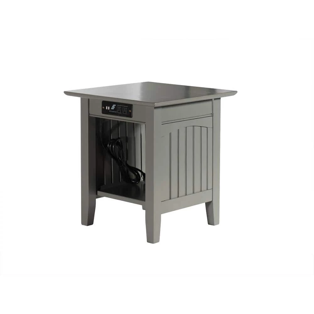 Nantucket Grey End Table with Charger by AFI 3 Nantucket Grey End Table with Charger by AFI