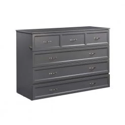 Deerfield Murphy Bed Chest Queen Atlantic Grey with Charging Station by AFI