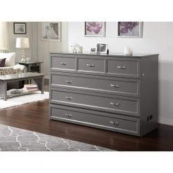 Deerfield Murphy Bed Chest Queen Atlantic Grey with Charging Station by AFI -Outlet AFI Store grey afi murphy beds ac584149 a0 1000