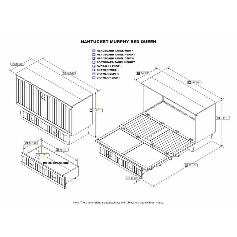 Nantucket Murphy Bed Chest Queen Grey with Charging Station and Cool Soft Mattress by AFI 5 Nantucket Murphy Bed Chest Queen Grey with Charging Station and Cool Soft Mattress by AFI - Image 3