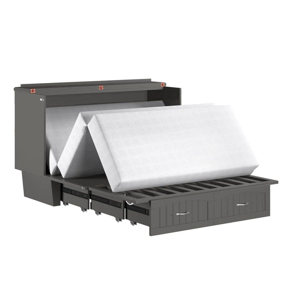 Nantucket Murphy Bed Chest Queen Grey with Charging Station and Cool Soft Mattress by AFI 7 Nantucket Murphy Bed Chest Queen Grey with Charging Station and Cool Soft Mattress by AFI - Image 5