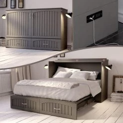 Southampton Murphy Bed Chest Queen Grey with Charging Station by AFI