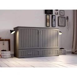 Southampton Murphy Bed Chest Queen Grey with Charging Station by AFI -Outlet AFI Store grey afi murphy beds ac614149 a0 1000