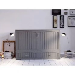 Southampton Murphy Bed Chest Queen Grey with Charging Station by AFI -Outlet AFI Store grey afi murphy beds ac614149 c3 1000
