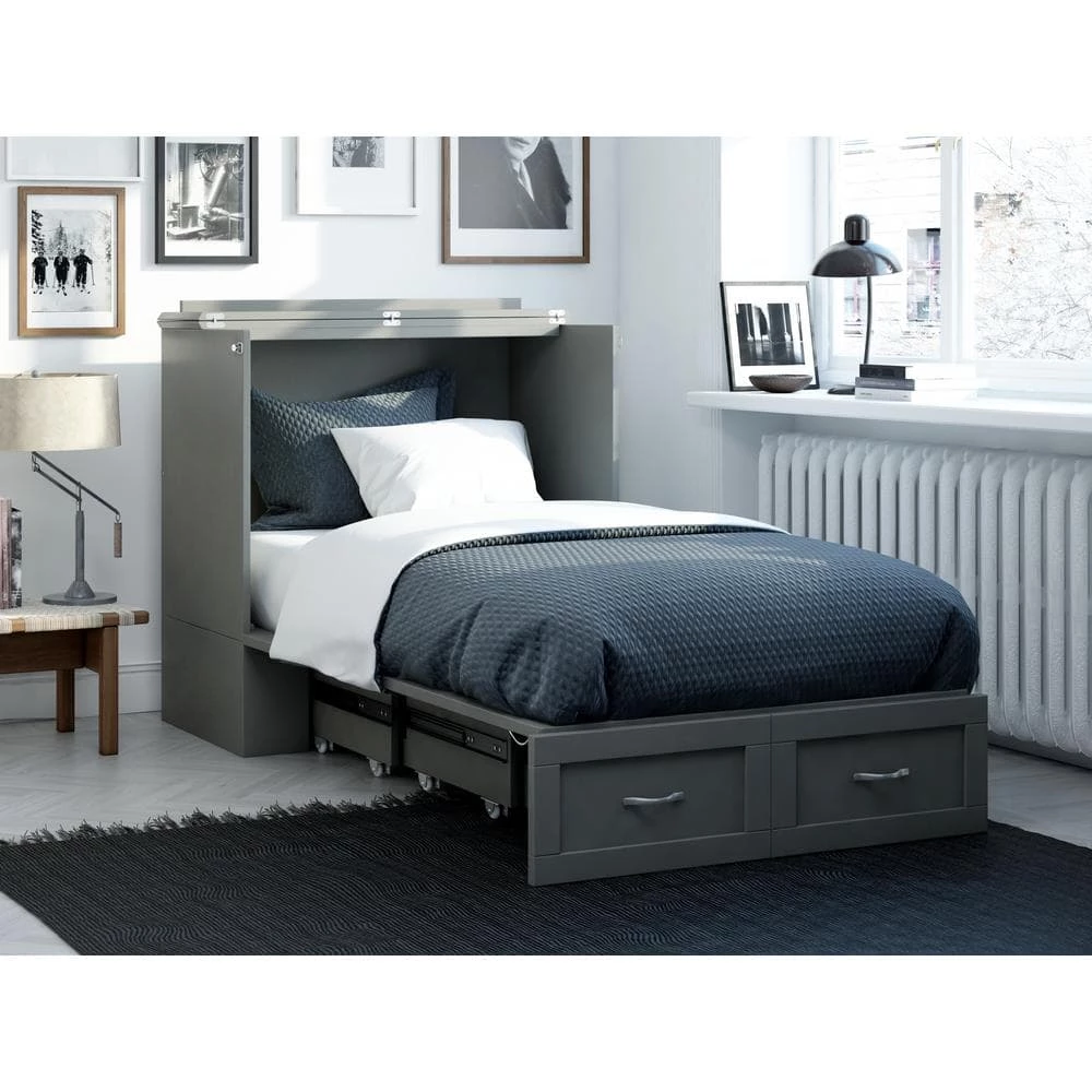 Hamilton Gray Twin XL Murphy Bed Chest with Charging Station by AFI 16 Hamilton Gray Twin XL Murphy Bed Chest with Charging Station by AFI - Image 14
