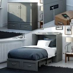 Hamilton Gray Twin XL Murphy Bed Chest with Charging Station by AFI 19 Hamilton Gray Twin XL Murphy Bed Chest with Charging Station by AFI -Outlet AFI Store grey afi murphy beds ac621149 a0 1000