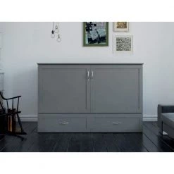 Hamilton Murphy Bed Chest Queen Grey with Charging Station by AFI -Outlet AFI Store grey afi murphy beds ac624149 66 1000