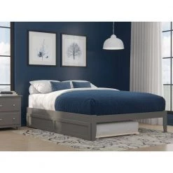 Colorado in Grey Queen Bed with USB Turbo Charger and Twin Extra Long Trundle by AFI