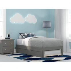 Colorado Grey Twin Bed with USB Turbo Charger and Twin Trundle by AFI