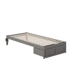 Colorado Twin Extra Long Bed with Foot Drawer and USB Turbo Charger in Grey by AFI