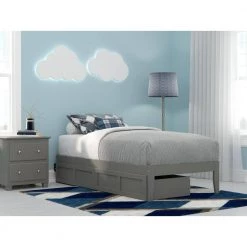 Colorado Twin Bed with USB Turbo Charger and 2-Drawers in Grey by AFI -Outlet AFI Store grey afi platform beds ag8013329 31 1000