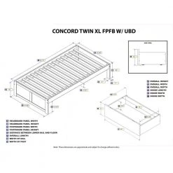 Concord Twin XL Platform Bed with Flat Panel Foot Board and 2-Urban Bed Drawers in Grey by AFI -Outlet AFI Store grey afi platform beds ar8012119 66 1000