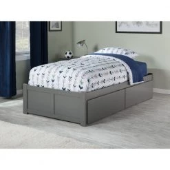Concord Twin XL Platform Bed with Flat Panel Foot Board and 2-Urban Bed Drawers in Grey by AFI -Outlet AFI Store grey afi platform beds ar8012119 c3 1000
