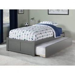 Concord Twin Platform Bed with Flat Panel Foot Board and Twin Size Urban Trundle Bed in Grey by AFI -Outlet AFI Store grey afi platform beds ar8022019 31 1000