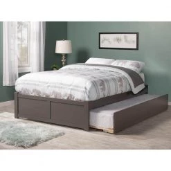 Concord Queen Bed with Footboard and Twin Extra Long Trundle in Grey by AFI -Outlet AFI Store grey afi platform beds ar8042049 31 1000