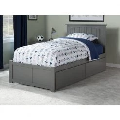 Nantucket Twin XL Platform Bed with Flat Panel Foot Board and 2 Urban Bed Drawers in Grey by AFI -Outlet AFI Store grey afi platform beds ar8212119 c3 1000