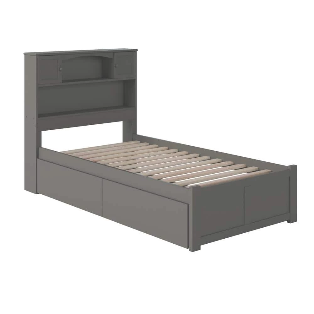 Newport Twin XL Platform Bed with Flat Panel Foot Board and 2-Urban Bed Drawers in Grey by AFI 7 Newport Twin XL Platform Bed with Flat Panel Foot Board and 2-Urban Bed Drawers in Grey by AFI - Image 5