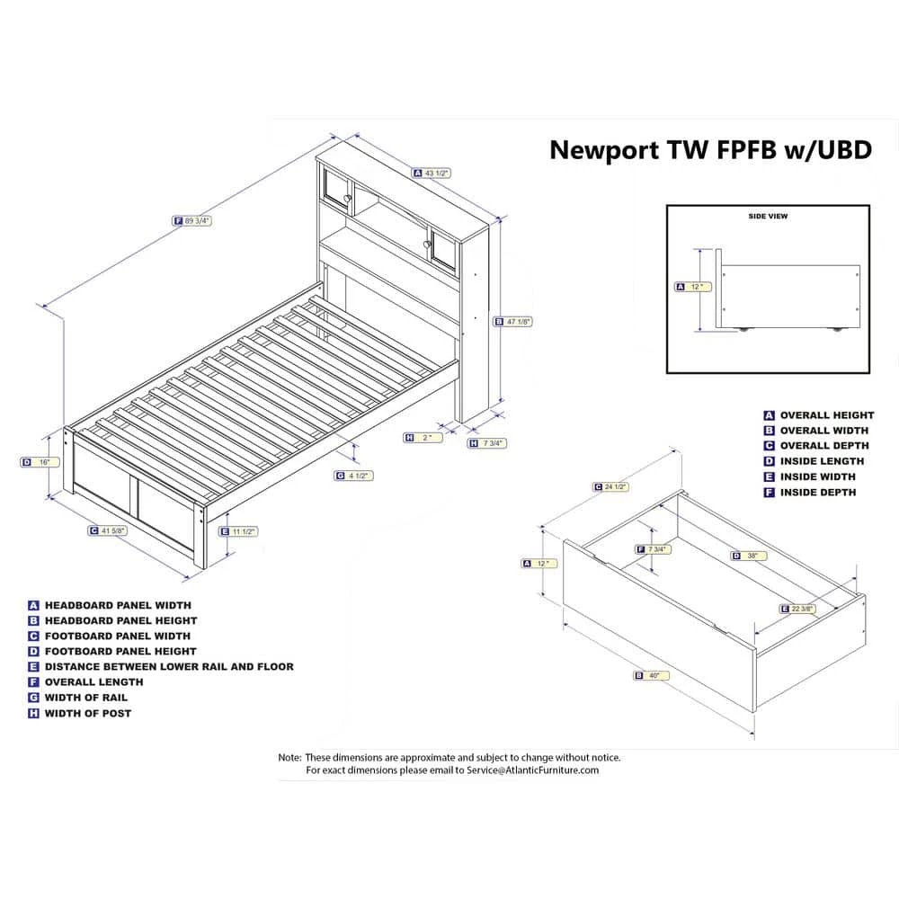 Newport Twin XL Platform Bed with Flat Panel Foot Board and 2-Urban Bed Drawers in Grey by AFI 11 Newport Twin XL Platform Bed with Flat Panel Foot Board and 2-Urban Bed Drawers in Grey by AFI - Image 9