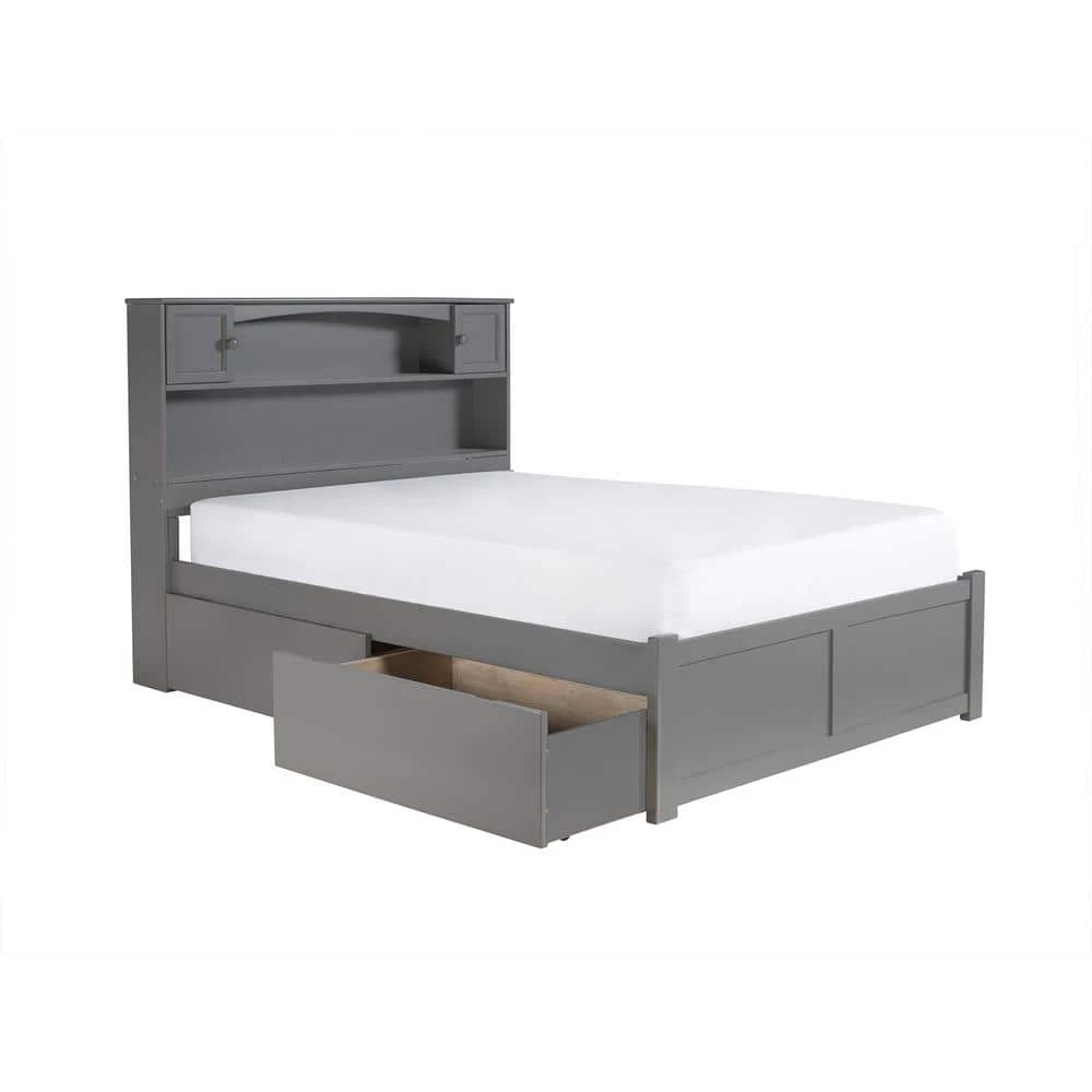 Newport Grey Full Platform Bed with Flat Panel Foot Board and 2 Urban Bed Drawers by AFI 3 Newport Grey Full Platform Bed with Flat Panel Foot Board and 2 Urban Bed Drawers by AFI