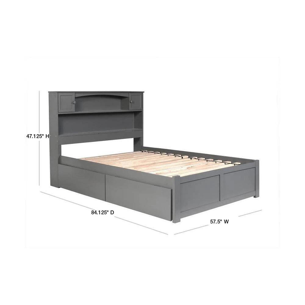 Newport Grey Full Platform Bed with Flat Panel Foot Board and 2 Urban Bed Drawers by AFI 4 Newport Grey Full Platform Bed with Flat Panel Foot Board and 2 Urban Bed Drawers by AFI - Image 2
