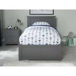 Madison Twin XL Platform Bed with Flat Panel Foot Board and 2 Urban Bed Drawers in Grey by AFI -Outlet AFI Store grey afi platform beds ar8612119 31 1000