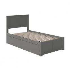 Madison Twin XL Platform Bed with Flat Panel Foot Board and 2 Urban Bed Drawers in Grey by AFI -Outlet AFI Store grey afi platform beds ar8612119 4f 1000