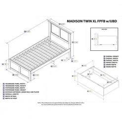Madison Twin XL Platform Bed with Flat Panel Foot Board and 2 Urban Bed Drawers in Grey by AFI -Outlet AFI Store grey afi platform beds ar8612119 fa 1000