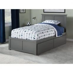 Madison Twin Platform Bed with Flat Panel Foot Board and 2 Urban Bed Drawers in Grey by AFI -Outlet AFI Store grey afi platform beds ar8622119 c3 1000