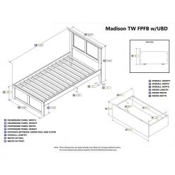 Madison Twin Platform Bed with Flat Panel Foot Board and 2 Urban Bed Drawers in Grey by AFI -Outlet AFI Store grey afi platform beds ar8622119 fa 1000