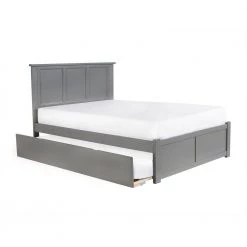 Madison Full Platform Bed with Flat Panel Foot Board and Twin Size Urban Trundle Bed in Grey by AFI -Outlet AFI Store grey afi platform beds ar8632019 1f 1000