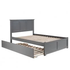 Madison Full Platform Bed with Flat Panel Foot Board and Twin Size Urban Trundle Bed in Grey by AFI -Outlet AFI Store grey afi platform beds ar8632019 a0 1000