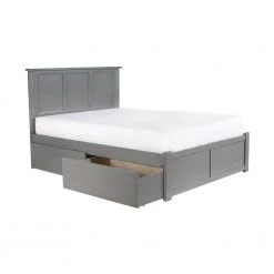 Madison Full Platform Bed with Flat Panel Foot Board and 2 Urban Bed Drawers in Grey by AFI -Outlet AFI Store grey afi platform beds ar8632119 1f 1000