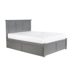 Madison Full Platform Bed with Flat Panel Foot Board and 2 Urban Bed Drawers in Grey by AFI -Outlet AFI Store grey afi platform beds ar8632119 44 1000