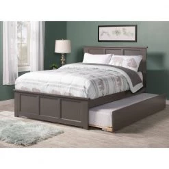 Madison Full Platform Bed with Matching Foot Board with Twin Size Urban Trundle Bed in Grey by AFI -Outlet AFI Store grey afi platform beds ar8636019 31 1000