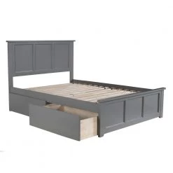 Madison Full Platform Bed with Matching Foot Board with 2 Urban Bed Drawers in Grey by AFI