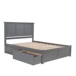 Madison Queen Platform Bed with Flat Panel Foot Board and 2 Urban Bed Drawers in Grey by AFI