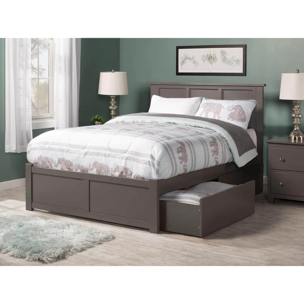 Madison King Platform Bed with Flat Panel Foot Board and 2 Urban Bed Drawers in Grey by AFI 4 Madison King Platform Bed with Flat Panel Foot Board and 2 Urban Bed Drawers in Grey by AFI - Image 2