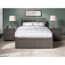 Mission Full Platform Bed with Flat Panel Foot Board and Twin Size Urban Trundle Bed in Grey by AFI -Outlet AFI Store grey afi platform beds ar8732019 31 1000